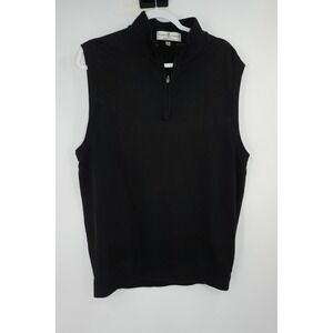 Fairway &‎ Greene Vest Mens Medium Black Pima Cotton Quarter Zip Golf